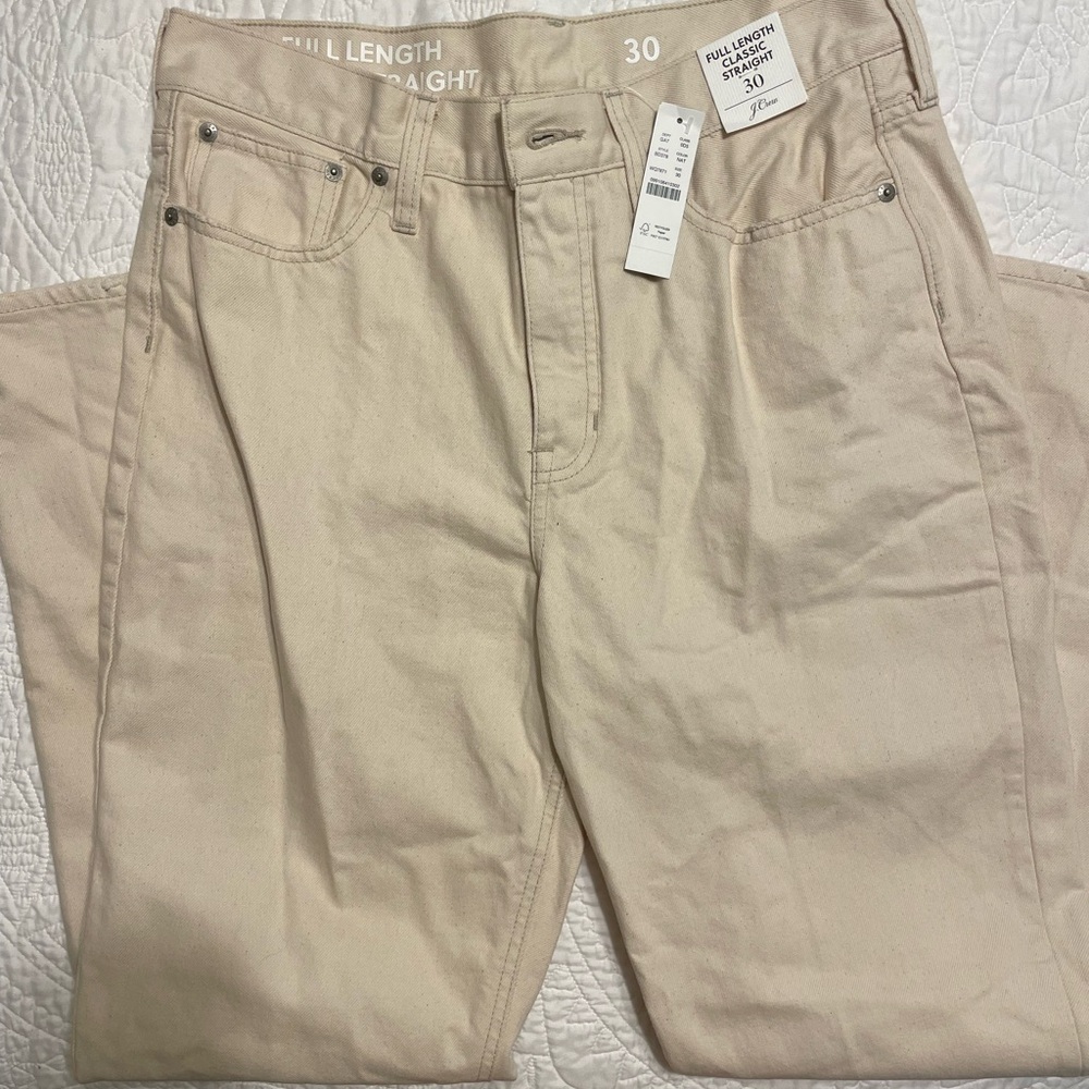 Brand new J Crew Beige full length, classic straight size 30 Jeans